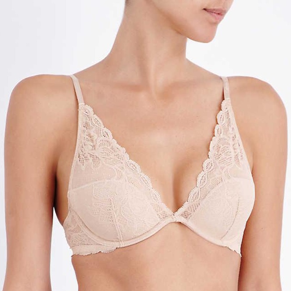 Calvin Klein Seductive Comfort Lace Plunge Bra Beige 30B